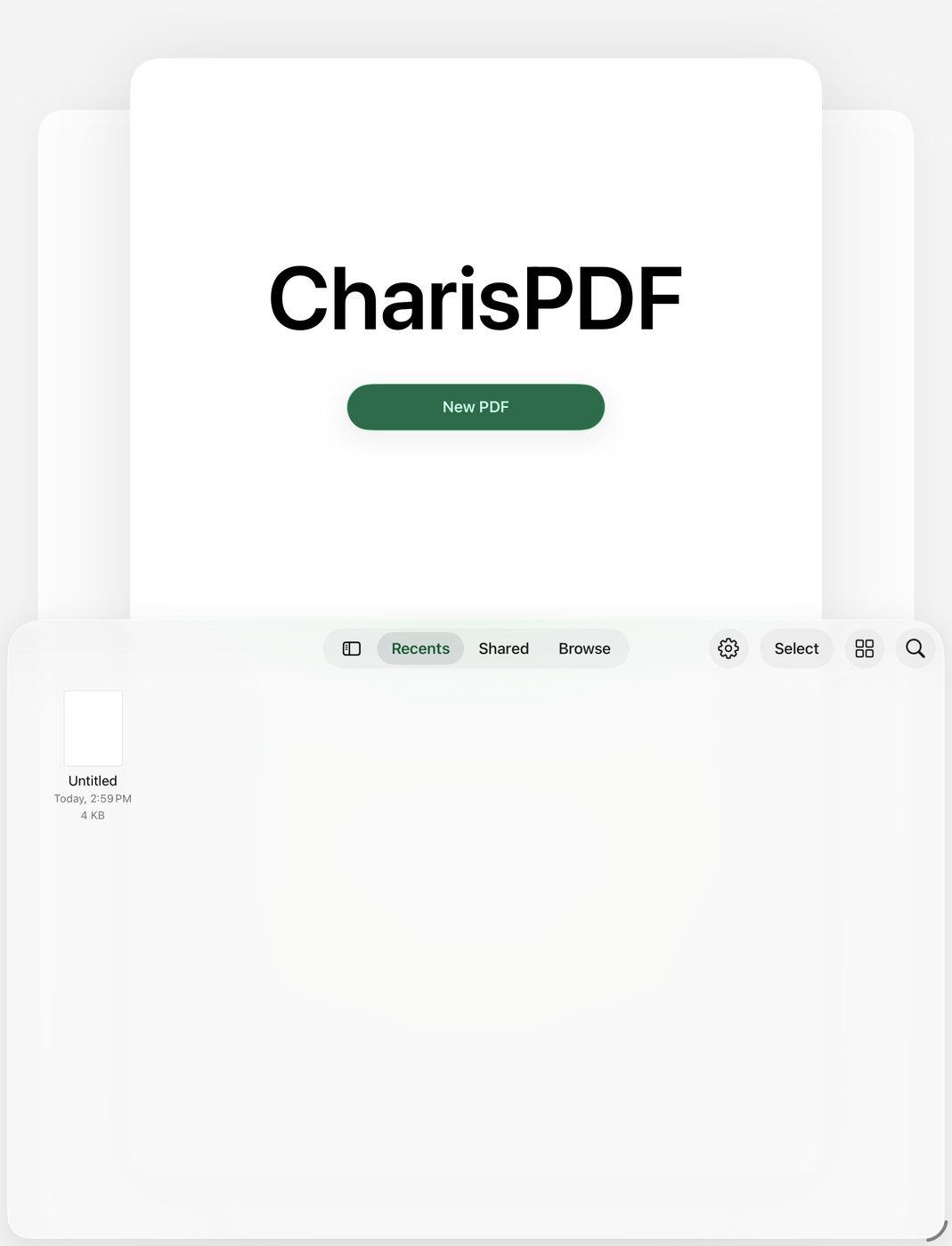 CharisPDF on iPad document browser